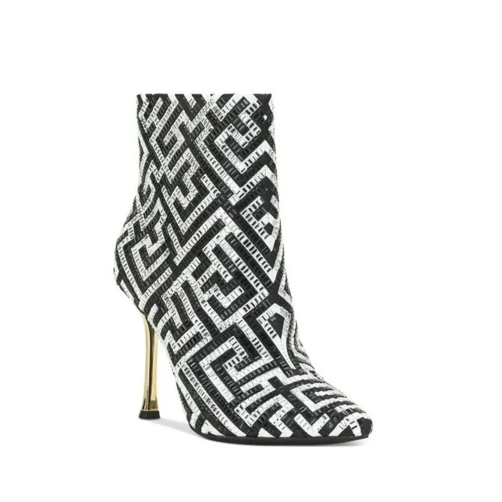 INC Womens 5.5 M Black Maze Rakima Pointed Toe High Heel Ankle Boots DISPLAY QH4